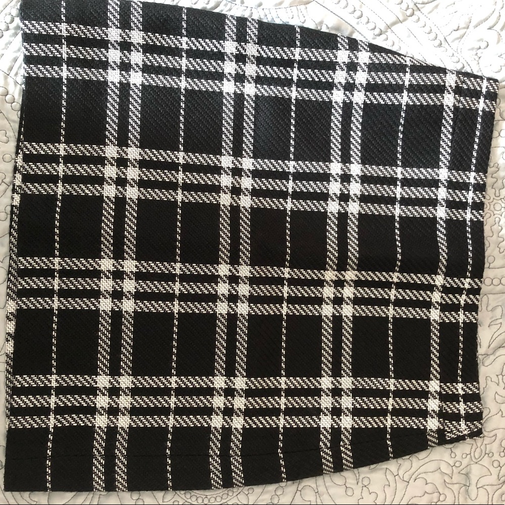 J. Crew Black And White Plaid Print Skirt
